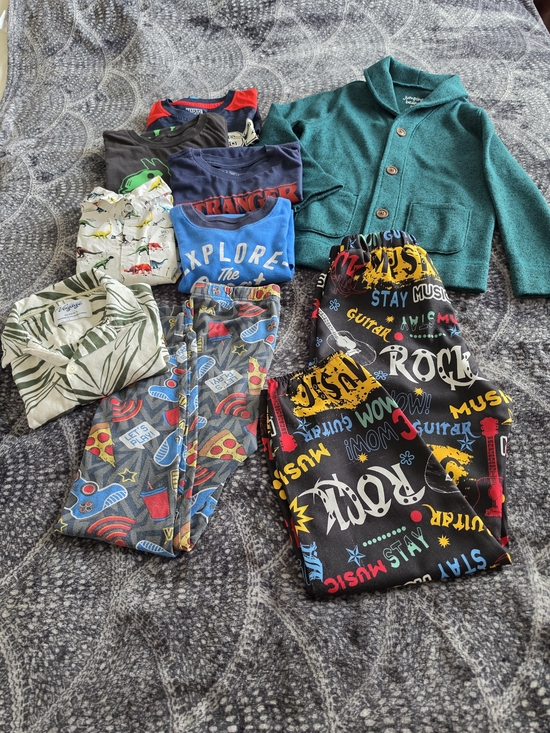 Other - Kids Mixed Pajama & Shirt Bundle with Green Button Cardigan (9 pieces)